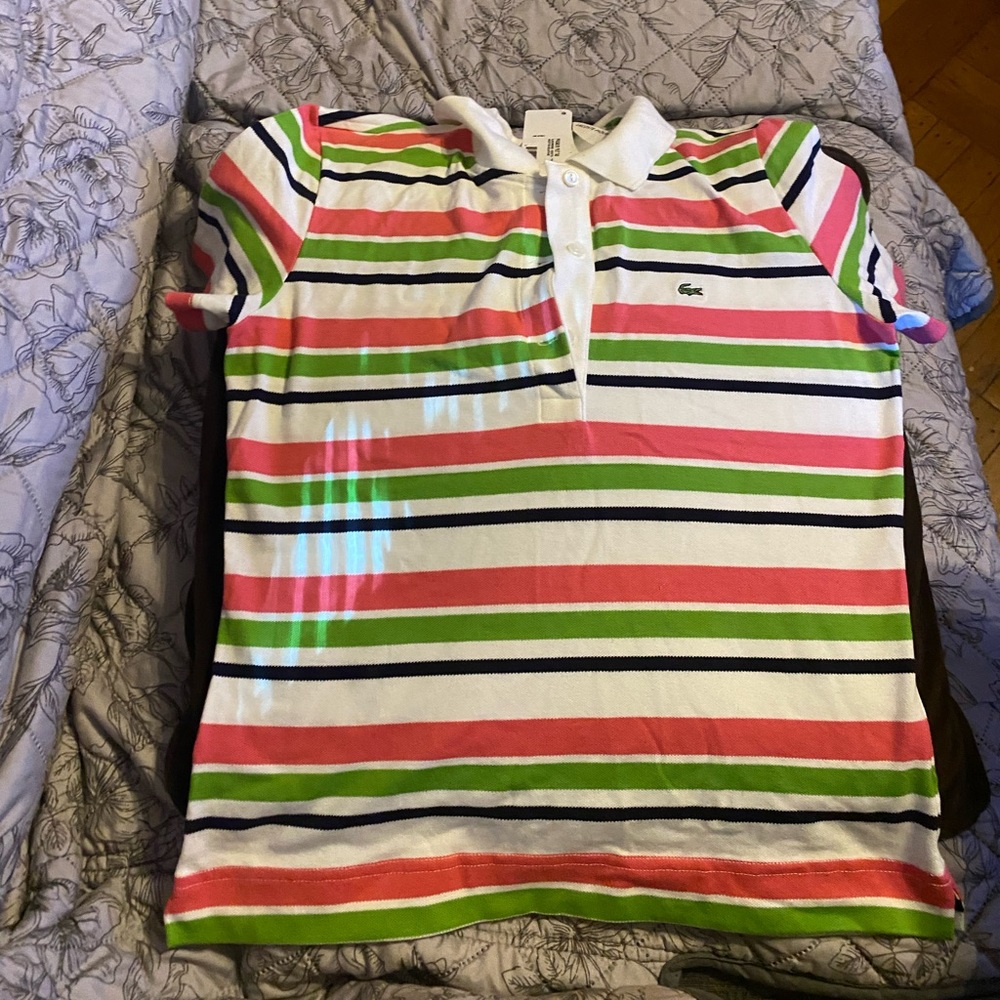 Brand new with tags vintage style Lacoste T-shirt, multicolored stripes